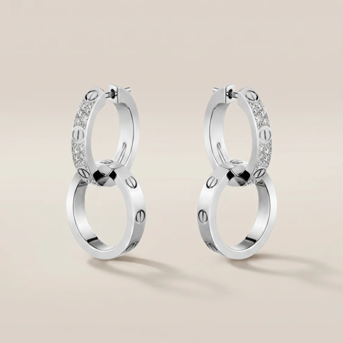 Love Double Pavé Diamonds Hoop Earrings