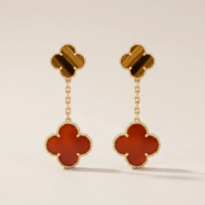 Magic Alhambra Carnelian & Tiger Eye Earrings