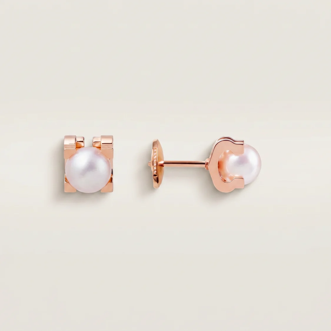 C Shaped Pearl Stud Earrings