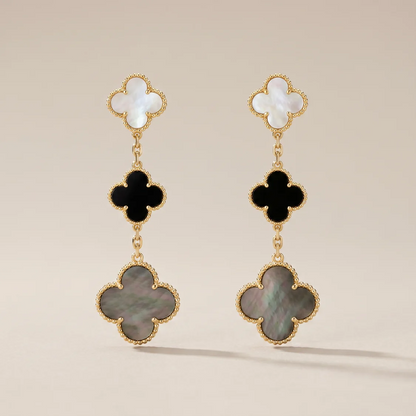 Magic Alhambra Three Pearls Motifs Earrings