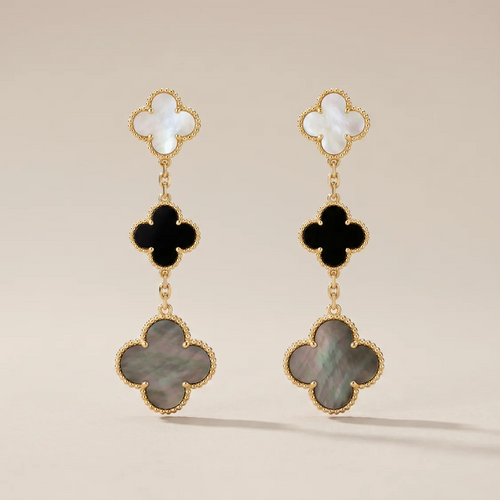 Magic Alhambra Three Pearls Motifs Earrings