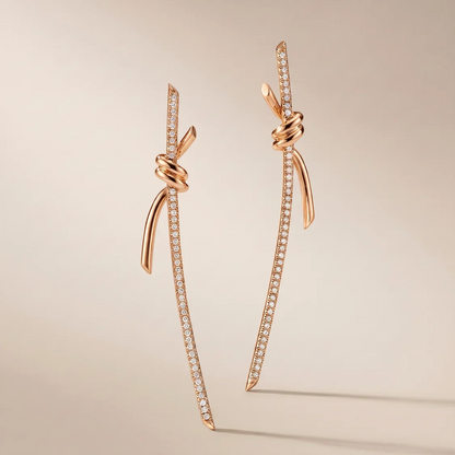 Knot Pavé Drop Earrings