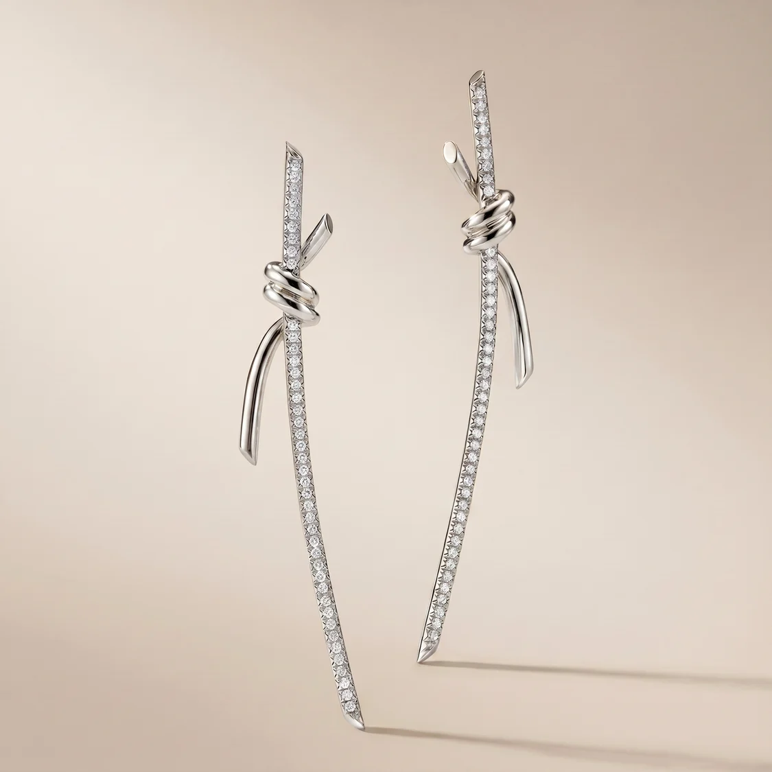 Knot Pavé Drop Earrings