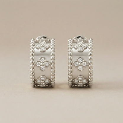 Perlée Clovers Diamonds Hoop Earrings