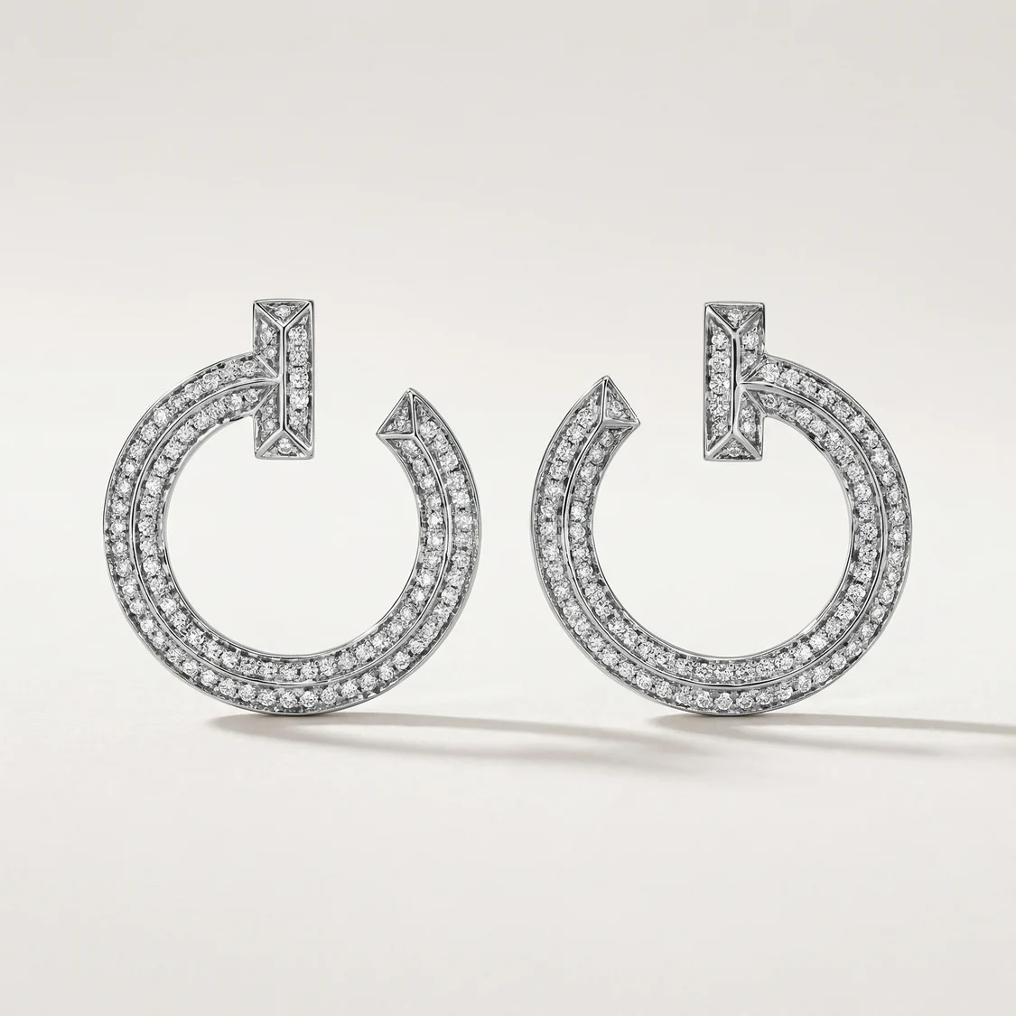 T T1 Open Pavé Hoop Earrings