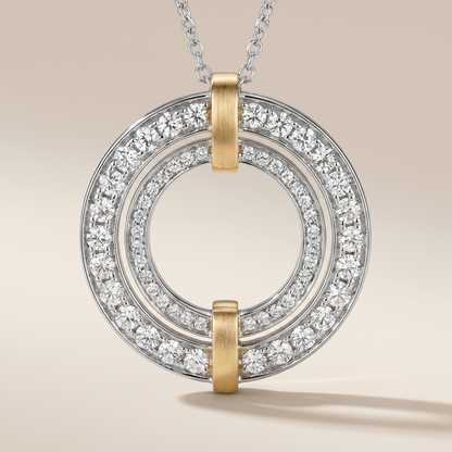 Edge Circle Pavé Diamond Pendant Necklace
