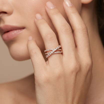 Etincelle Crossover Pavé Diamond Ring