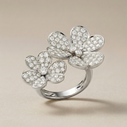 Floral Between The Finger Pavé Ring