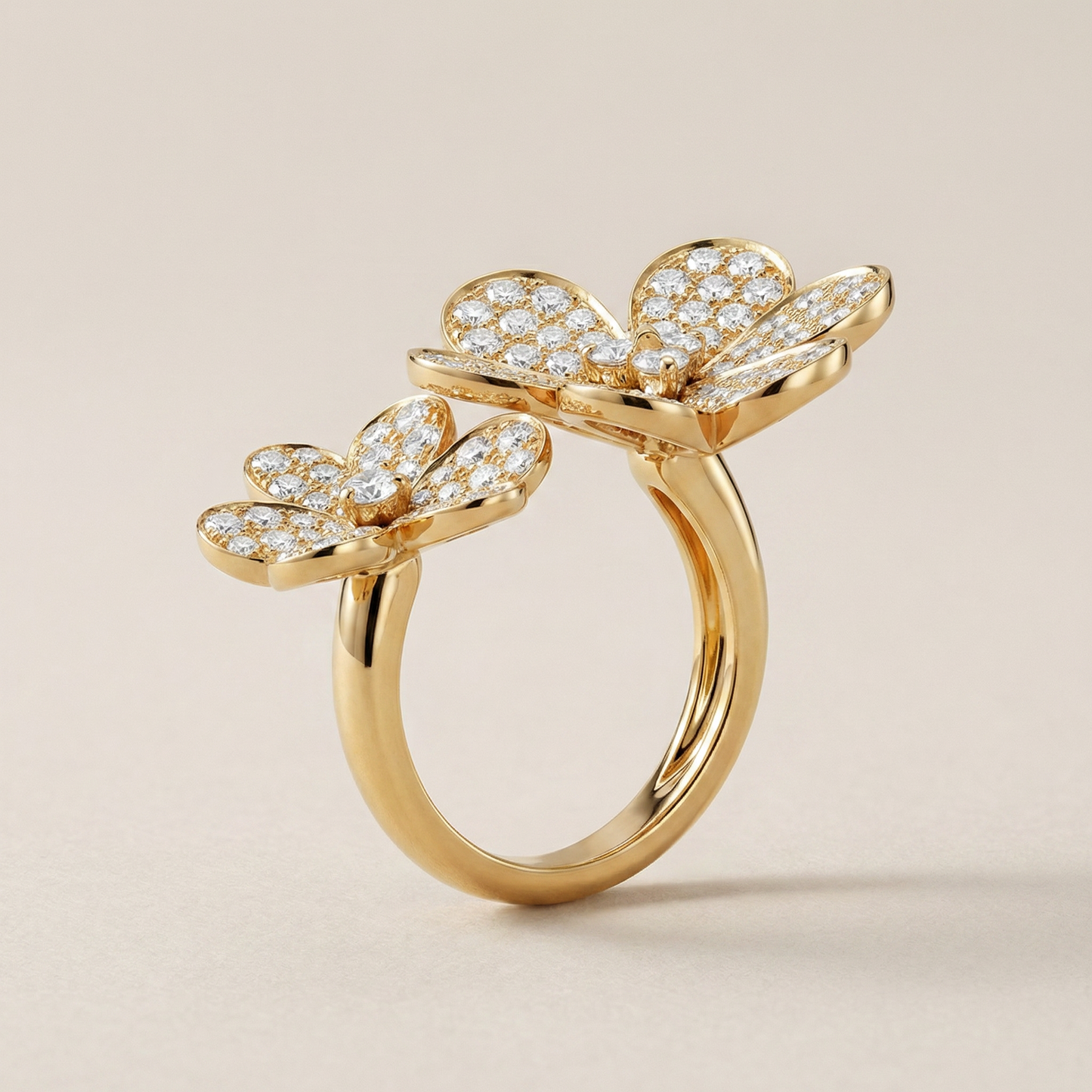 Floral Between The Finger Pavé Ring