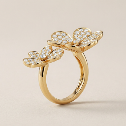 Floral Between The Finger Pavé Ring