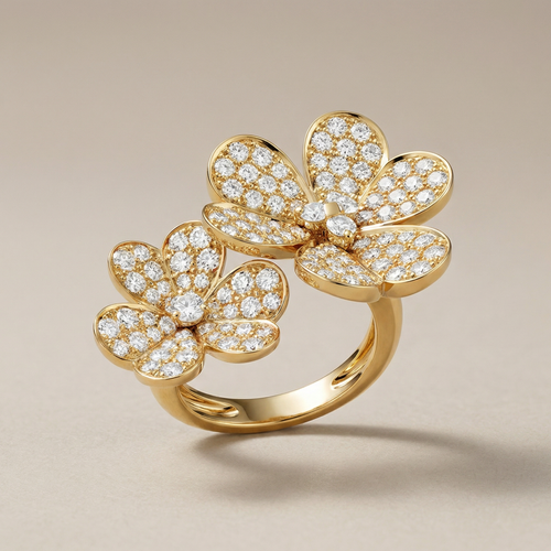 Floral Between The Finger Pavé Ring