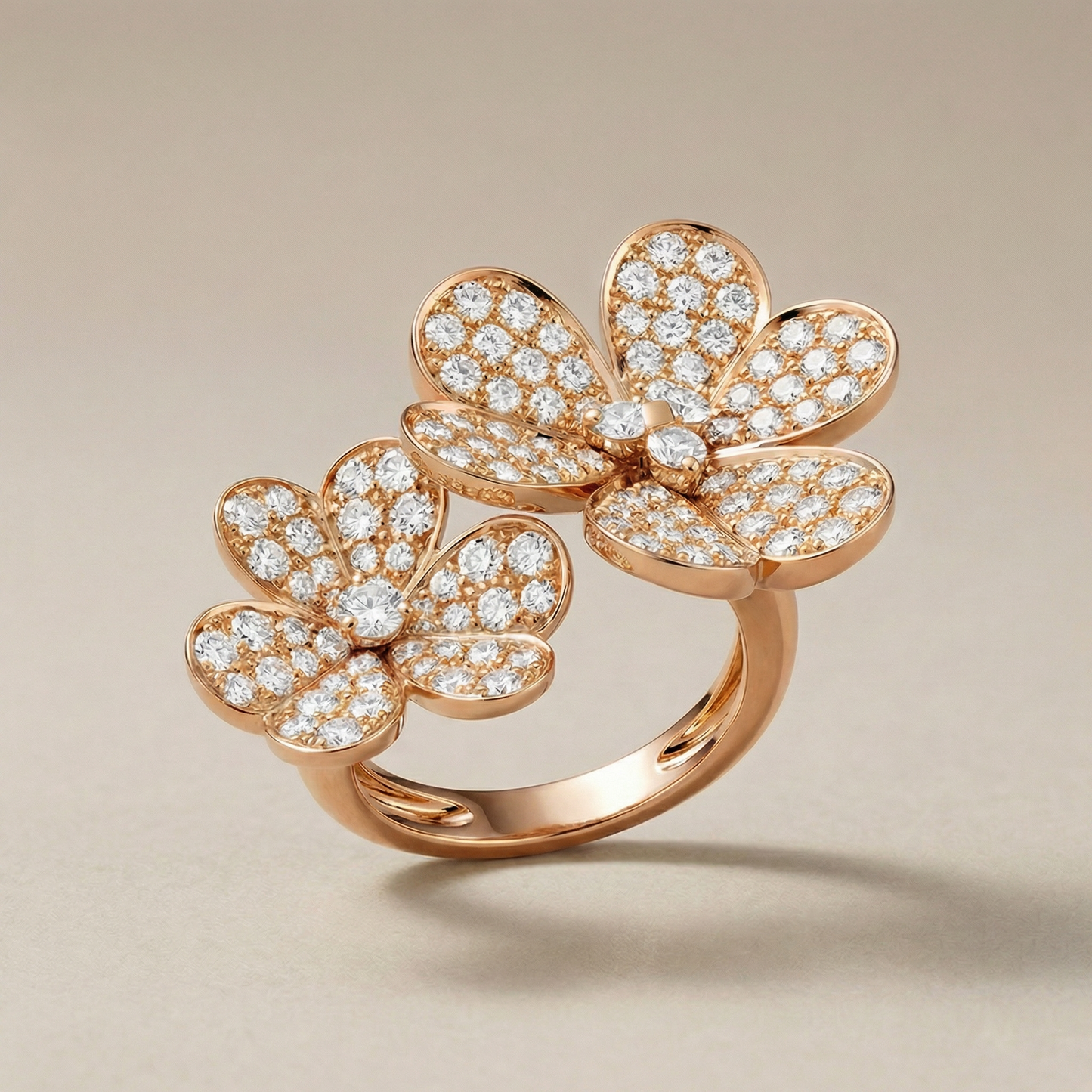 Floral Between The Finger Pavé Ring