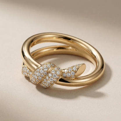 Knot Double Row Pavé Diamonds Ring