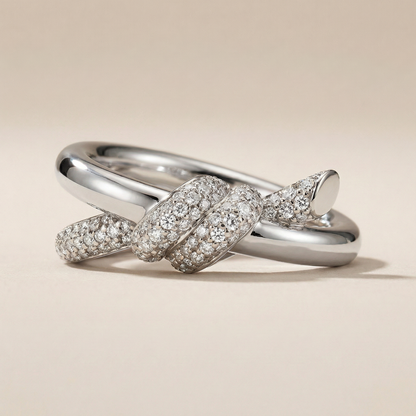 Knot Double Row Pavé Diamonds Ring