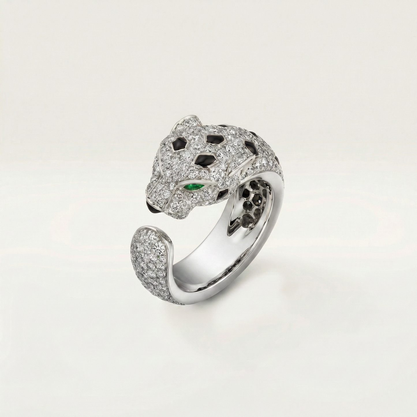 Panther Head Open Pavé Ring