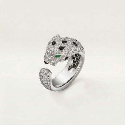 Panther Head Open Pavé Ring