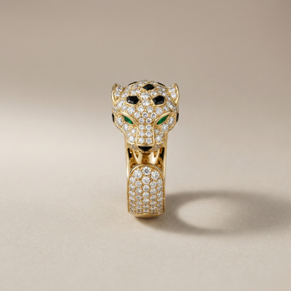 Panther Head Open Pavé Ring