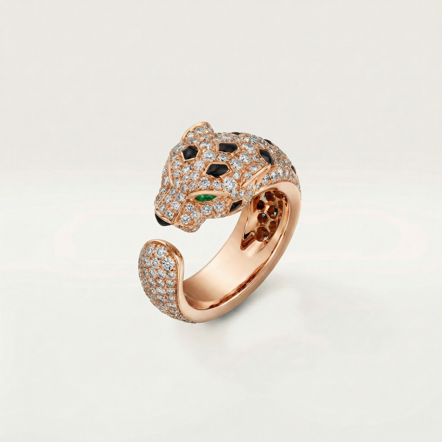 Panther Head Open Pavé Ring