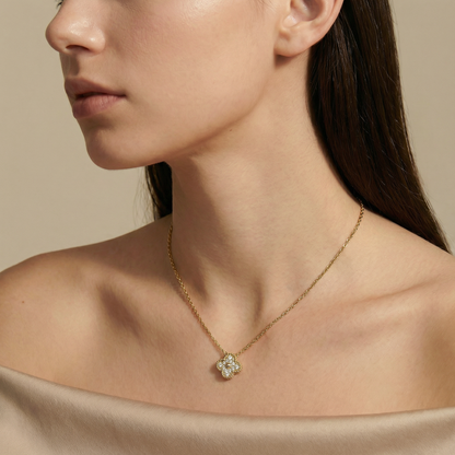 Sweet Alhambra Pavé Diamond Clover Necklace