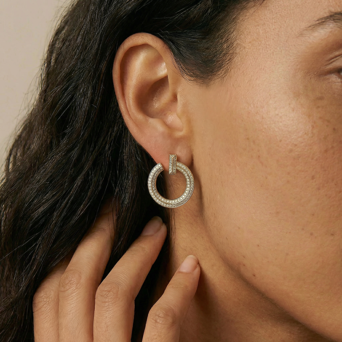 T T1 Open Pavé Hoop Earrings