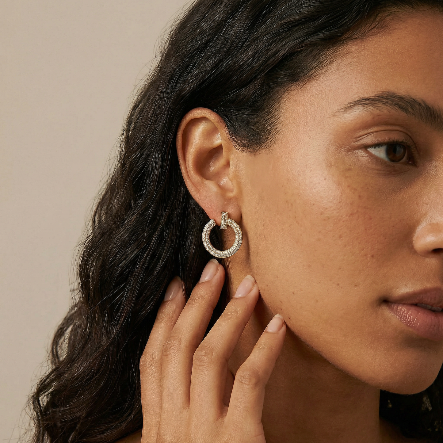 T T1 Open Pavé Hoop Earrings