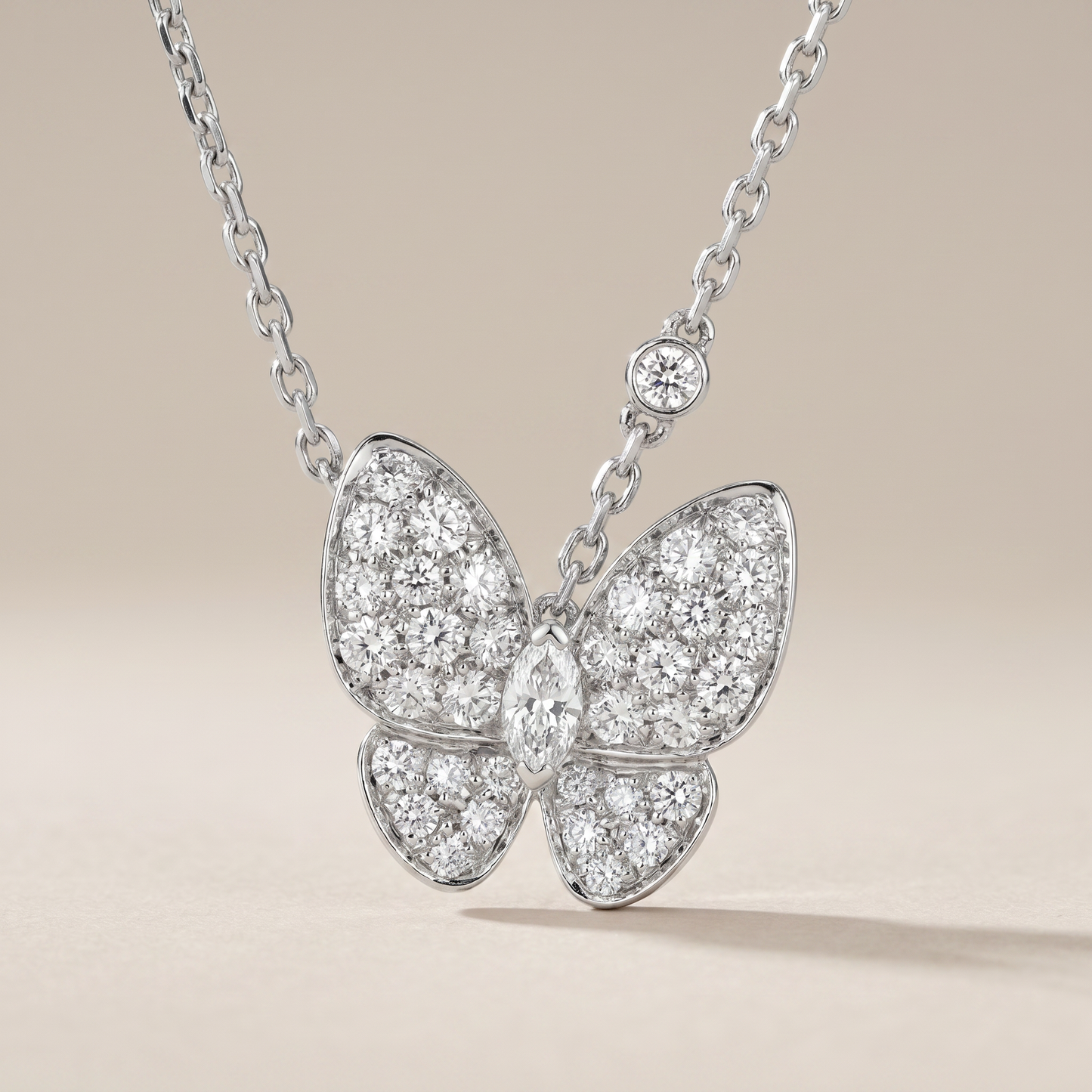 Two Butterfly Diamond Necklace