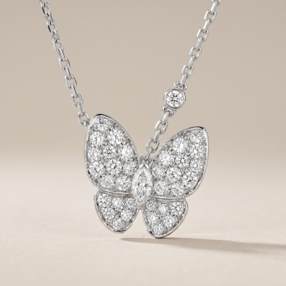 Two Butterfly Diamond Necklace