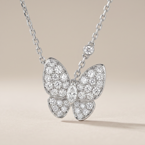 Two Butterfly Diamond Necklace