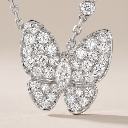Two Butterfly Diamond Necklace