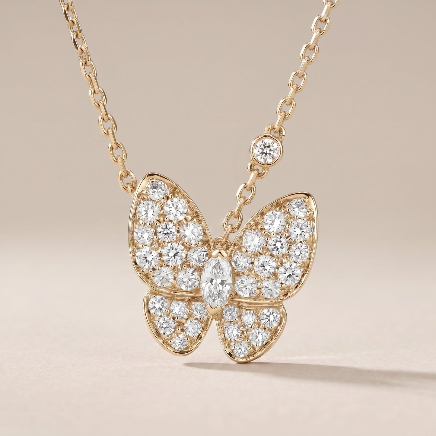 Two Butterfly Diamond Necklace