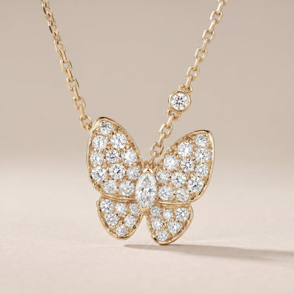 Two Butterfly Diamond Necklace