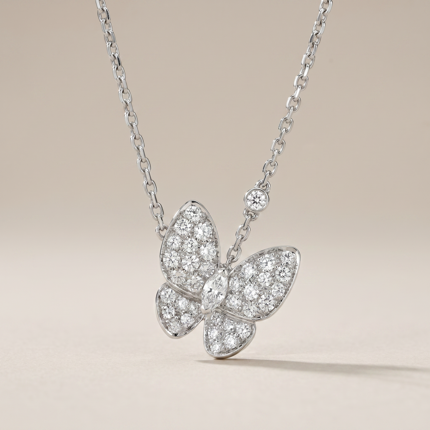 Two Butterfly Diamond Necklace