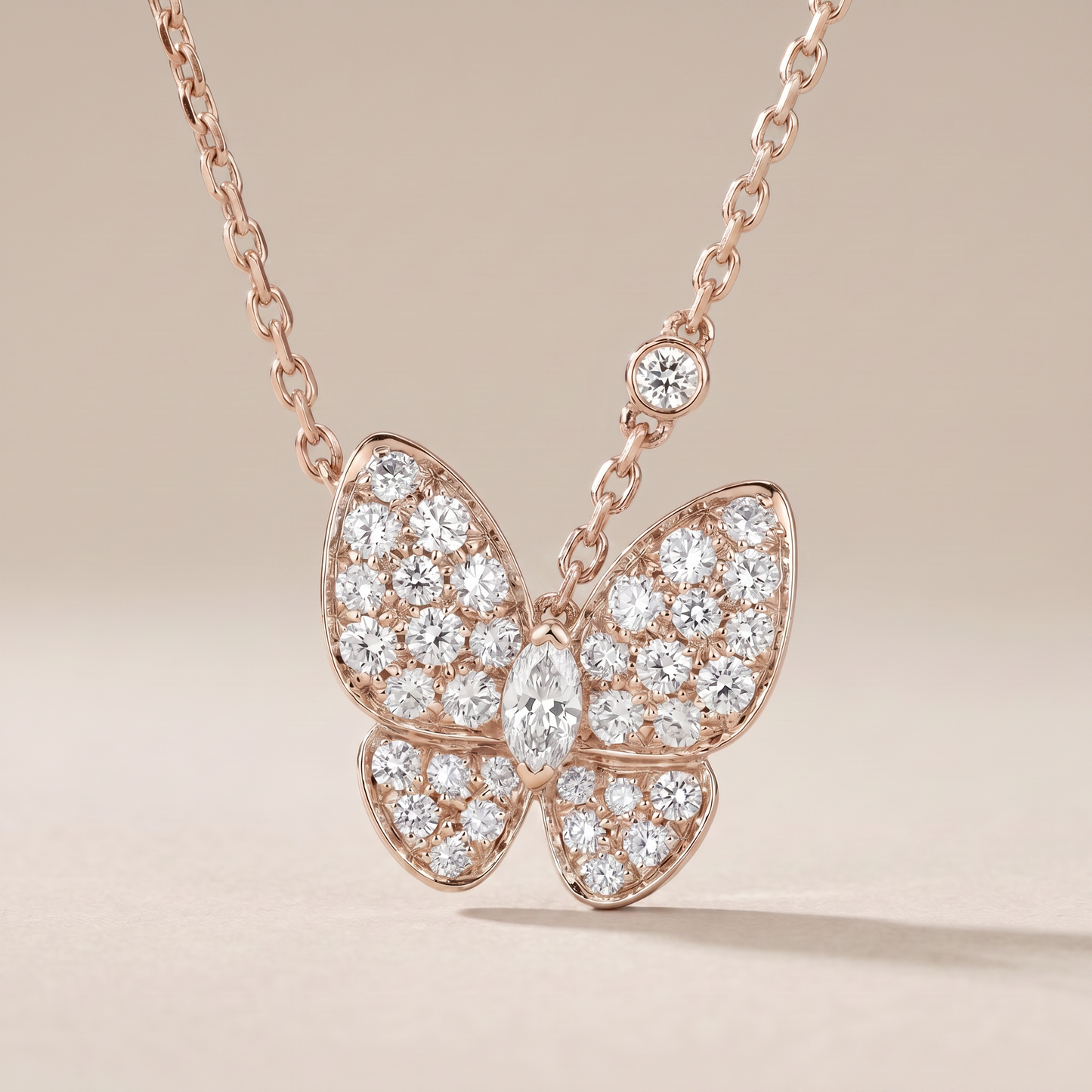 Two Butterfly Diamond Necklace