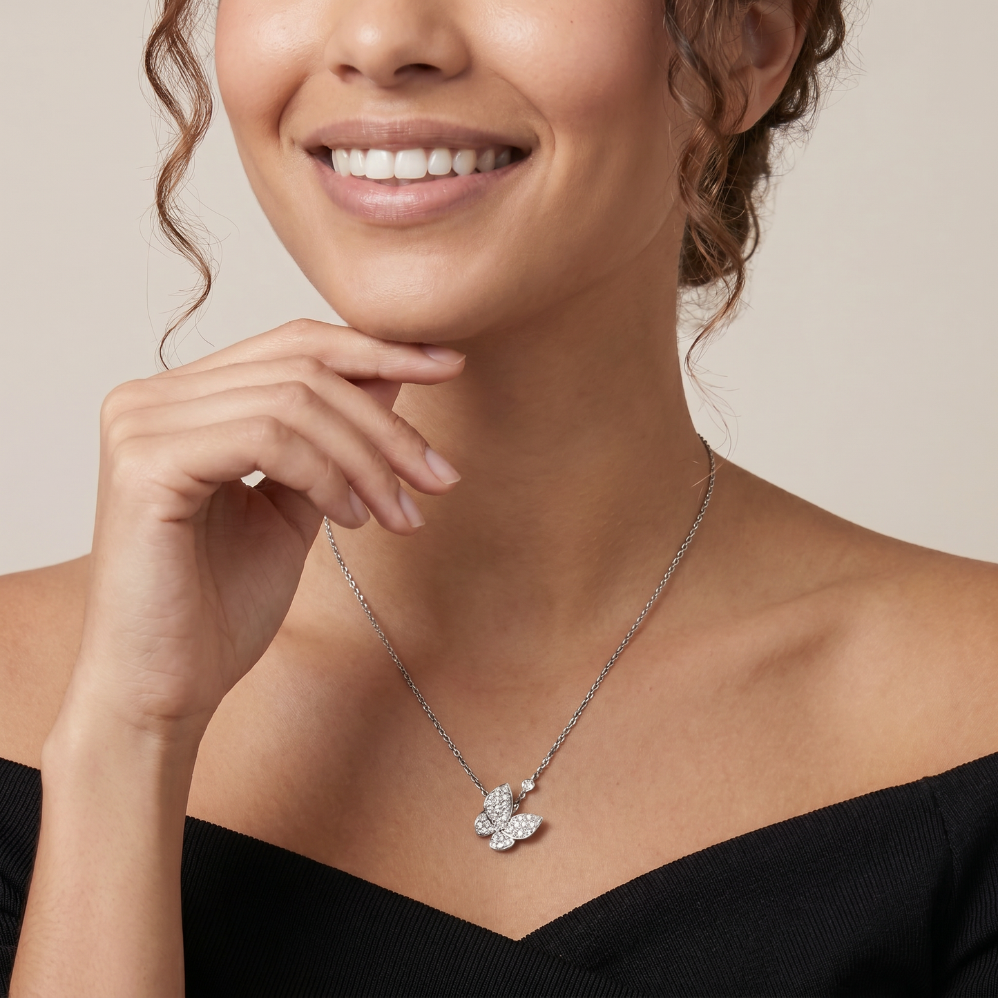Two Butterfly Diamond Necklace