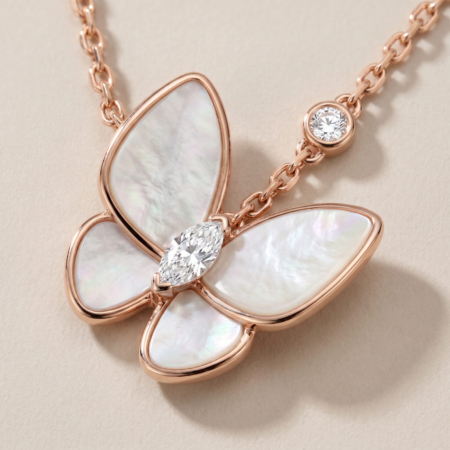 Two Butterfly Mother Of Pearl Necklace