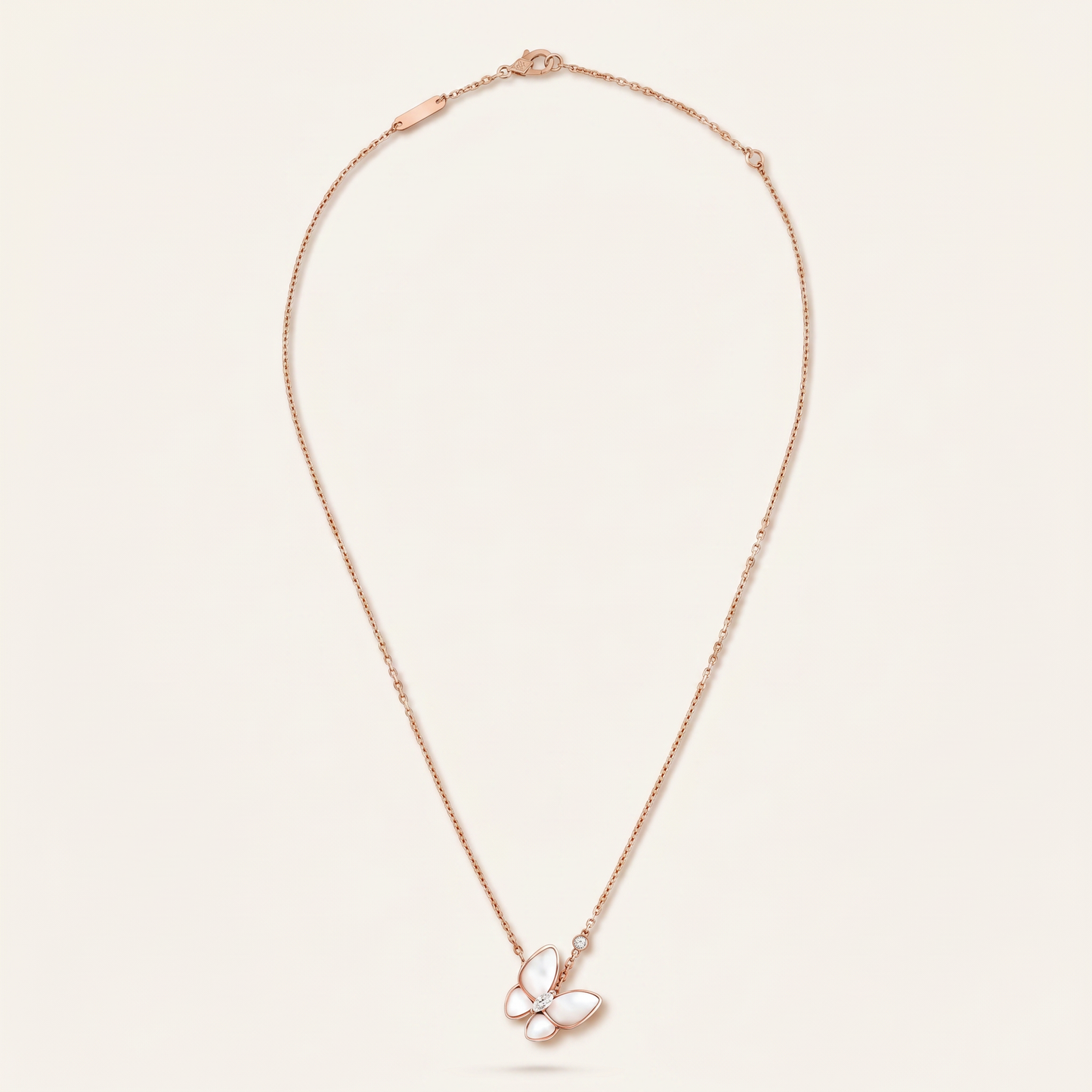 Two Butterfly Mother Of Pearl Necklace