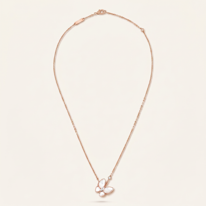 Two Butterfly Mother Of Pearl Necklace