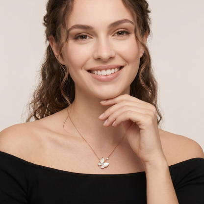 Two Butterfly Mother Of Pearl Necklace