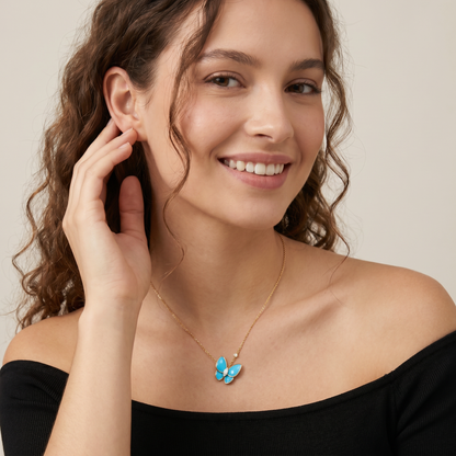 Two Butterfly Turquoise Necklace