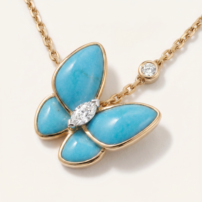 Two Butterfly Turquoise Necklace