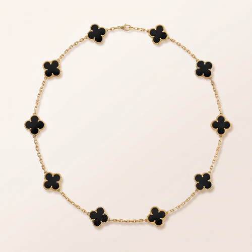 Vintage Alhambra Black 10 Motifs Necklace