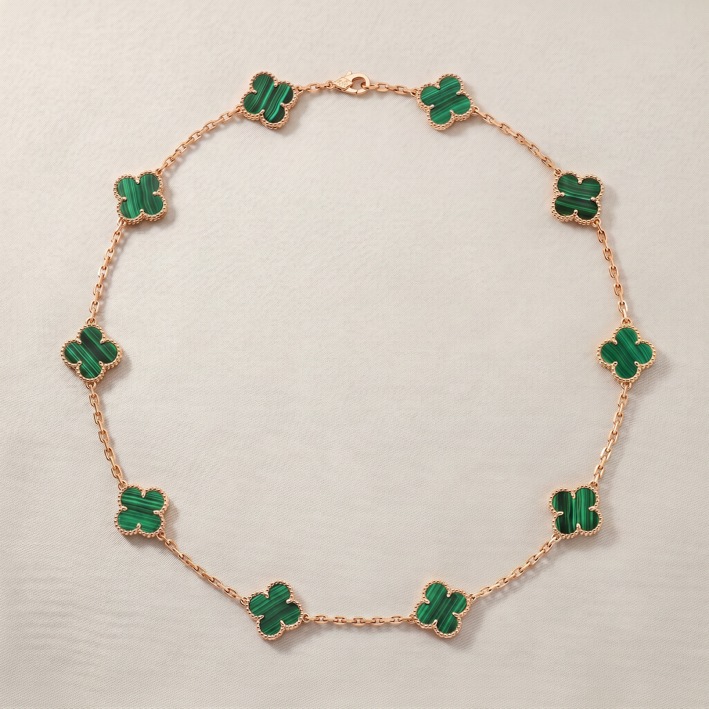 Vintage Alhambra Malachite 10 Motifs Necklace