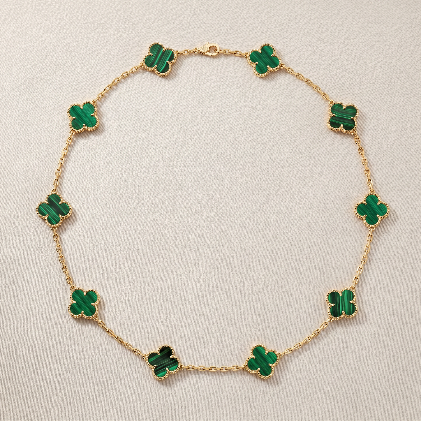 Vintage Alhambra Malachite 10 Motifs Necklace