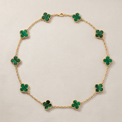 Vintage Alhambra Malachite 10 Motifs Necklace