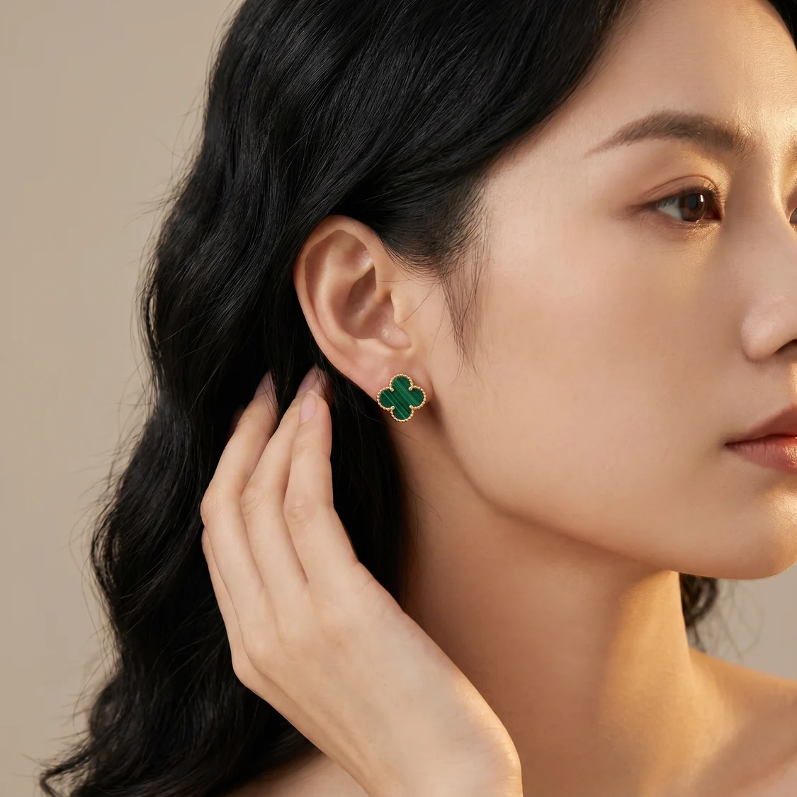 Vintage 1 Motif Malachite Earrings