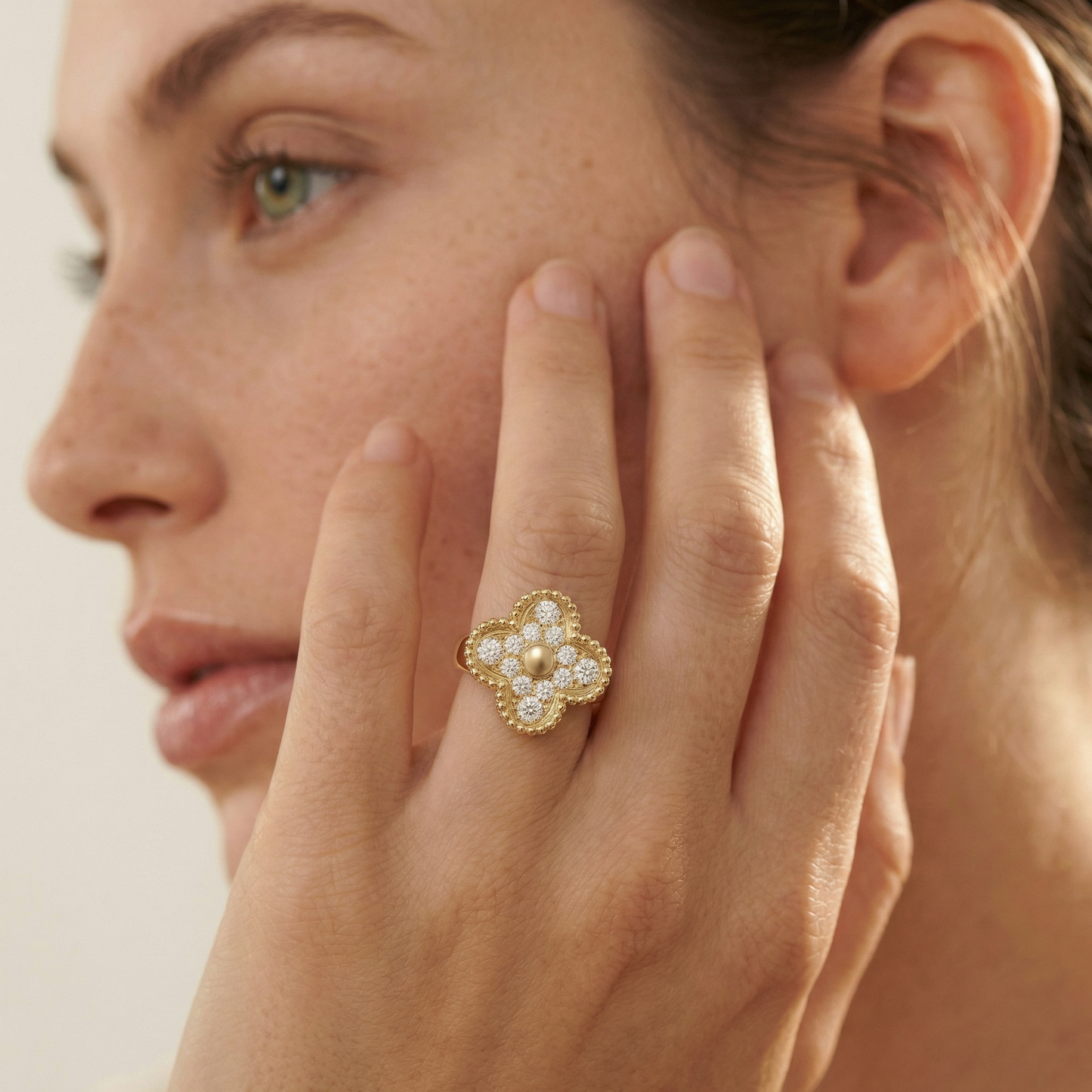 Vintage Alhambra Pavé Ring