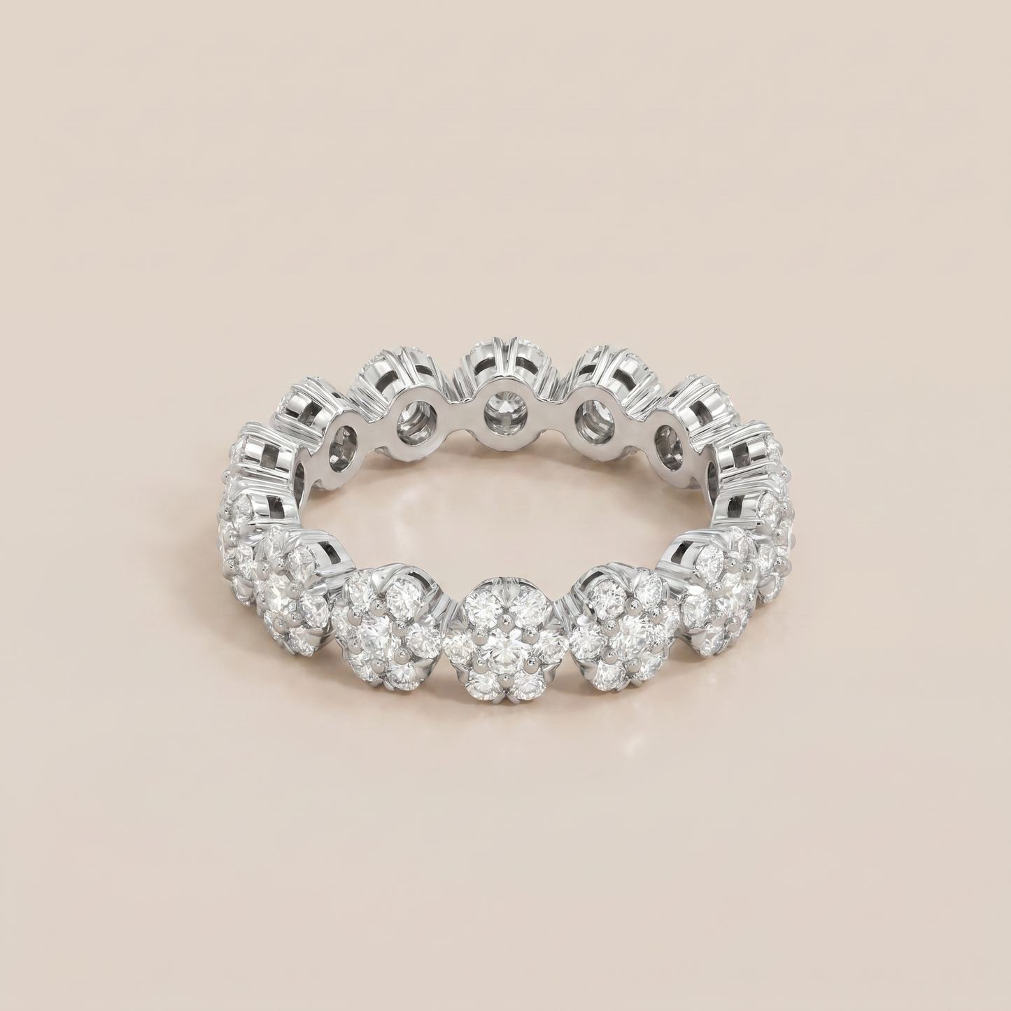Fleurette Floral Eternity Pavé Diamonds Ring