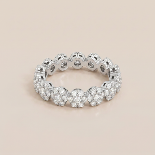 Fleurette Floral Eternity Pavé Diamonds Ring