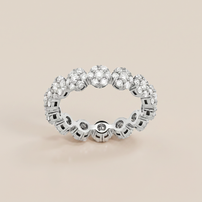 Fleurette Floral Eternity Pavé Diamonds Ring