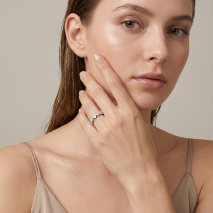 Fleurette Floral Eternity Pavé Diamonds Ring
